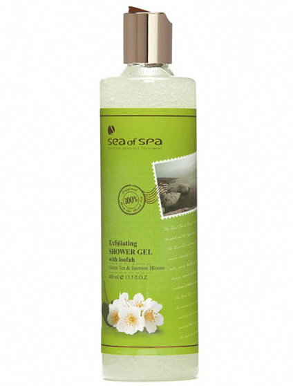 Гель для душа с люфой Жасмин и Зеленый чай Sea of Spa Exfoliating Shower Gel With Loofah 400 мл